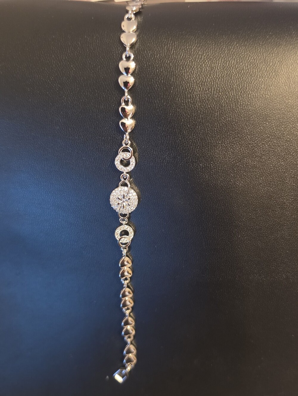 Elegant Gold-Tone Heart & Crystal Station Bracelet - Women